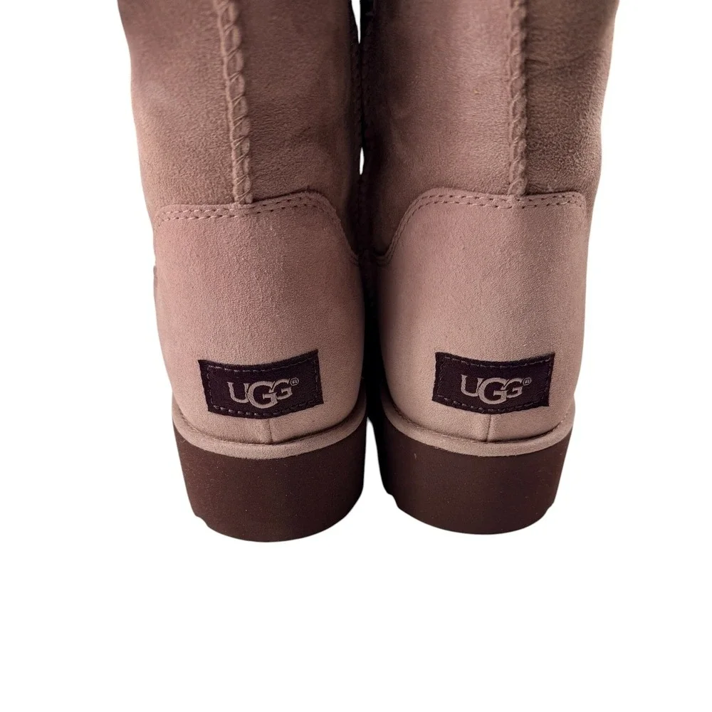 UGG Brita Boots Dusty Rose Suede Pom Pom Mid Calf Winter 1018518 Size 11 NEW